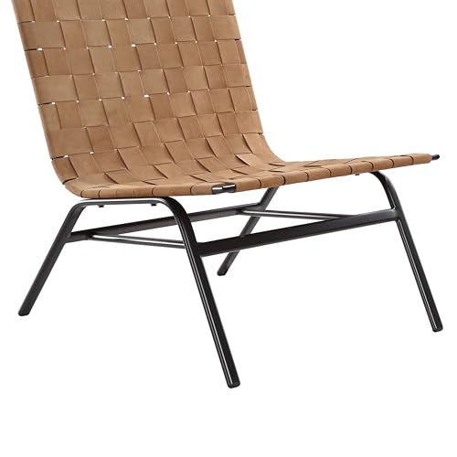 Sillón con Cuero Trenzado Marrón y Estructura Metálica miniatura 7