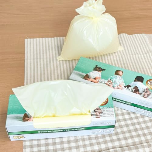 Image of BOS Odor-Sealing Dirty Diaper Trash Bags - Scent & Smell Free, Cream Yellow, Pack of 2, X-Small
