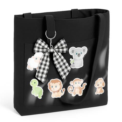 Image of Eccliy 8 Grid Figure Tote Bag Clear Figure Display Bag with Bowknot Portable Display Case for Small Doll
