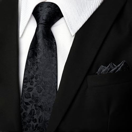 Image of DiBanGu Mens Paisley Tie Set Silk Woven Jacquard Necktie and Pocket Square Cufflinks Gift Set for Wedding Bussiness