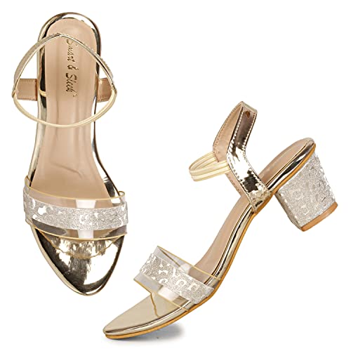 Image of Smart & Sleek Transparent Block Heels Sandals for Women & Girls-AB55