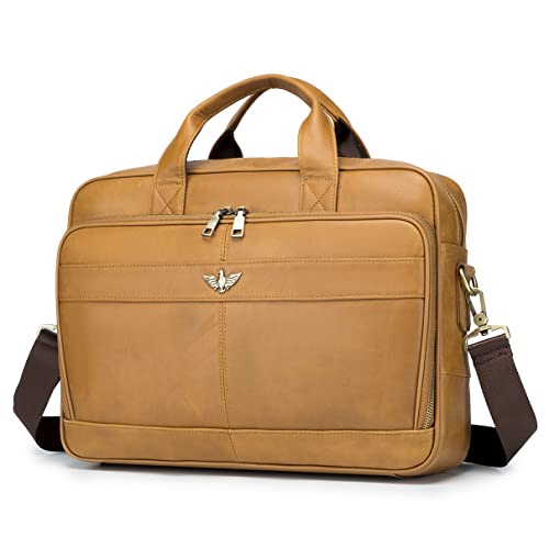 SPAHER Portadocumentos Hombre Cuero Portafolios Hombre Maletin Portatil 15.6 Pulgadas Maletín Ordenador Hombre Maletín de Trabajo Cuero Bolso Trabajo Hombre Bolso Negocios Piel Regalo para Hombre
