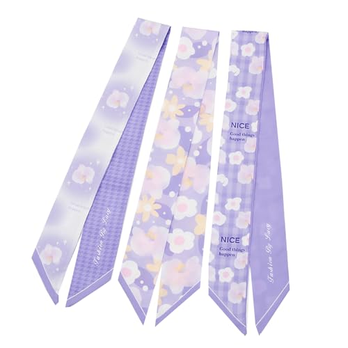 3 Pack Purse Scarf Set,Silk Ribbon Scarves for Bags Head Scarf for Handbag Handle Scarf Band Hair Neck Scarf for Women Fashion Holiday Gifts Wrapping,68