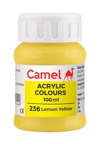 Image of Acrylic Colour 100ML - Versatile, Permanent, and Skin-Friendly Paint for Multiple Surfaces | (Lemon Yellow 236)
