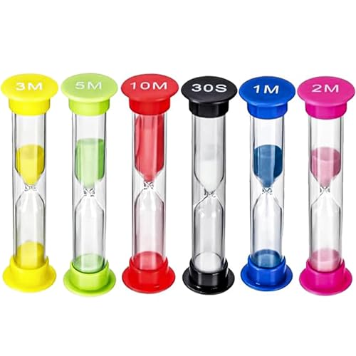 Sand Timer 6 Colors Hourglass Sandglass Sand Clock Timer, Hourglass Set Colorful sand Clock Kitchen Time Management 30sec / 1min / 2mins / 3mins / 5mins / 10mins For Classroom Game Home Office.
