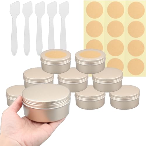 PQPAUTY Lot de 20 pots en aluminium 200ml – bocaux en aluminium ronde or mat D92mm x H45mm avec couvercle – boite aluminium cosmétique pour bougies, DIY,...