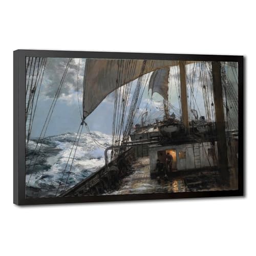 Poster A Night at Sea par Montague Dawson - Impression toile 20x30 cm avec cadre suspendu