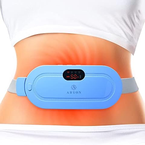 ABYON Menstrual Heating Pad, Portable Electric Waist Belt with 3 Heat Levels and 4 Vibration Massage Modes, Fast Heating Massage Pad for Waist, Stomach, Uterus, Intestine Pain Relief (Blue) Cover