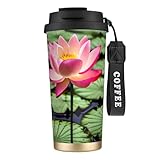 Polyvalence quotidienne multi-scènes : parfait pour les sorties en plein air (commutations/pique-niques), la relaxation à la maison ou le travail de bureau, ce gobelet à café chaud à imprimé floral de lotus s'adapte parfaitement à vos routines quotidiennes, gardant les boissons accessibles et à la bonne température.