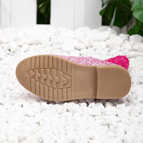 Girls Glitter Sequin Boots High Top Western Boots Sparkly Chunky 𝐋ow Heel Fashion Non-Slip Toddler Shoes Winter3