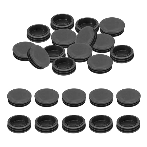 Image of PATIKIL 2 inch Plastic Tubing End Caps, 24Pcs Round Hole Plug Insert for Round Iron Pipe Chair Leg Table Bookshelves Patio Furniture, Black