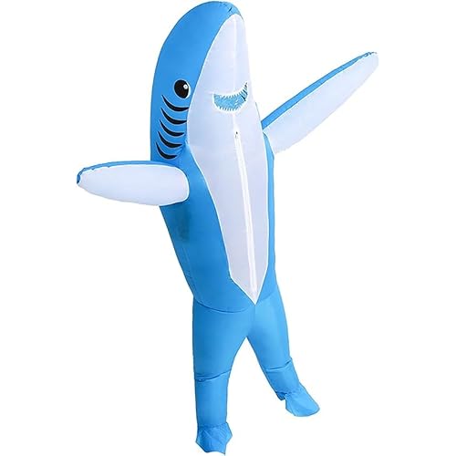 CIBES Disfraz inflable de tiburón para adulto Halloween inflable adulto disfraz tiburón para Halloween cosplay fiesta (Blue), Haitun01