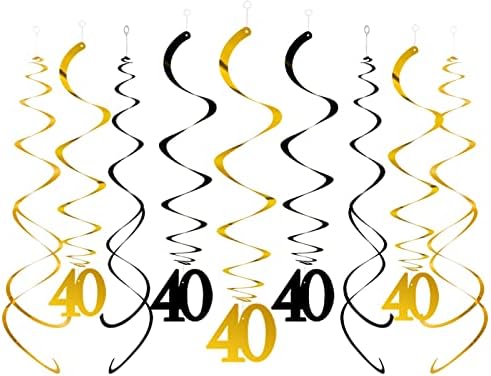 Capesaro 40th Birthday Hanging Swirl Decorations,Forty Year Old F...