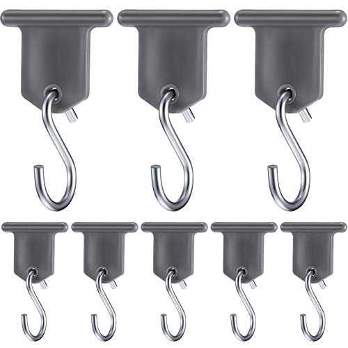 BBTO 8 Pieces RV Awning Hooks for Lights Camping Awning Accessory Hangers Plastic Metal S Shaped Gray Hooks Set Camper Light Support Hanger for Camping Tent Indoor Outdoor Decor
