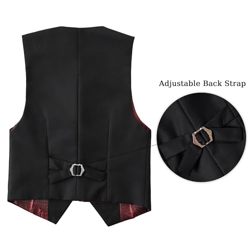 Boys' Vest Slim Formal Suit Vest for Wedding Homecoming with Pockets Adjustable Back Strap, Size 2-20 Years3