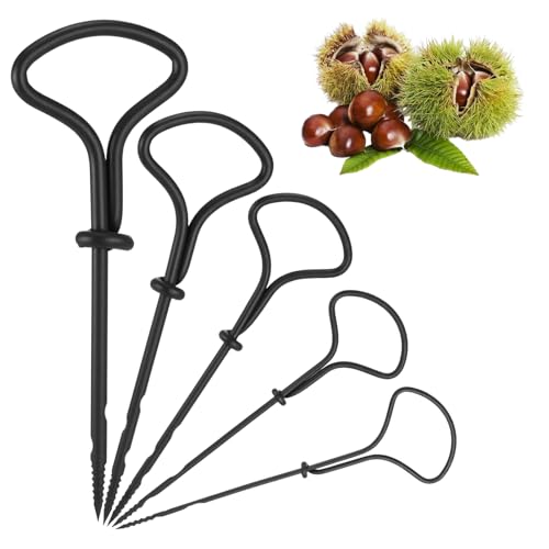 XLIUAX 5 Stück Kastanienbohrer Handbohrer Set 1.5-5mm Kastanien Bohrer Kit Kastanien Bastelset für Crafting Kleiner Bohrer zum Basteln Schwarz Handbohrer Holz