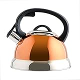 Mr. Coffee Flintshire Stainless Steel Whistling Tea Kettle, 1.75-Quart, Copper