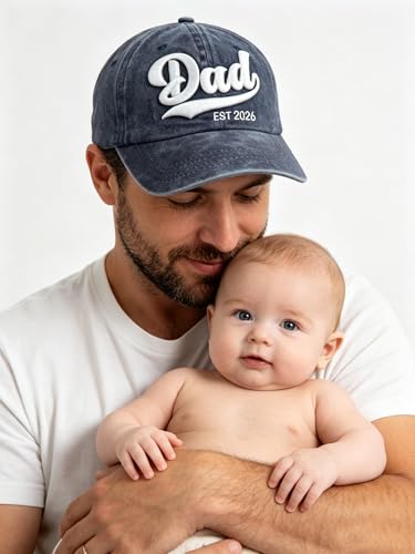 Image of 2PCS Mom and Dad EST 2026 Hat, 3D Embroidered Adjustable New Parents Gifts Baseball Cap