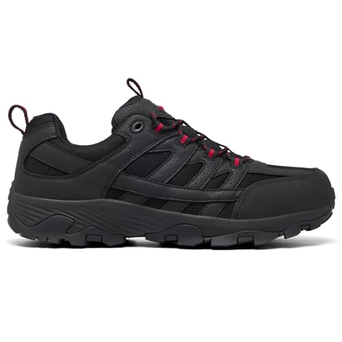 SHULOOK Herren Wanderschuhe Wasserdicht Leichte rutschfest Trekkingschuhe Outdoorschuhe Schwarz/Rot Gr 44EU