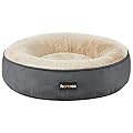 FEANDREA Dog Bed, Doughnut Cat Bed, Round, 50 cm Dia., Dark Grey PGW050G02