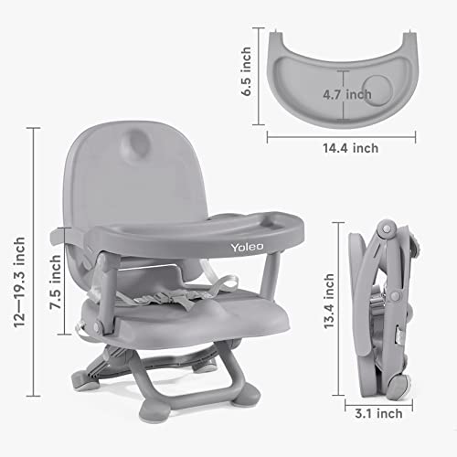 Image of YOLEO Baby High Chair Booster Seat for Dining Table, Foldable High Chairs with Adjustable Heights, Travel Booster Seat with Removable Tray