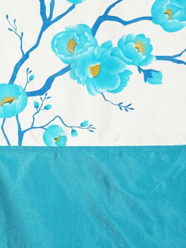 Image of Fashion String 2 Pieces 3D Tulip Patch Grommet Polyester Long Door Curtains - 9 Feet, Aqua