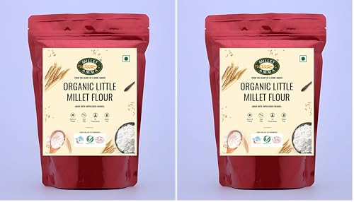Image of Millet Amma CERTIFIED ORGANIC Little Millet Flour | 1 Kg (500g x 4 Packs) | Made with Unpolished Millet Grains ( Kutki | Samai | Same | Samalu ) | Suitable for Multiple Millet Recipes | 100% Vegan & Gluten Free | Rice in Proteins