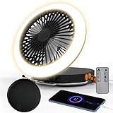 iodoo キャンプファンライト リモコン付き - 6000mAh x 2 充電式バッテリー、24時間最大稼働時間、2000LM、3つのライトモード&無段階調光、超静音、キャリーバッグ付き