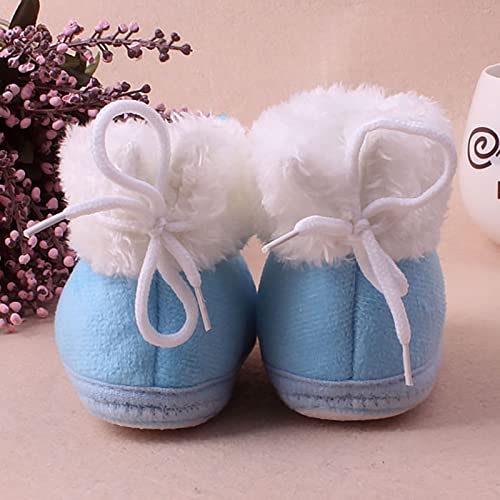 House Socks Shoes for Infant Baby Girls Boys Cotton Booties Newborn Winter Warm Fleece 6 Month Old Boy (Blue, 12-18 Months)4
