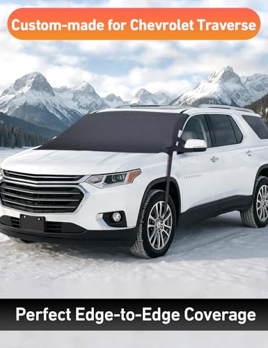 Image of EcoNour Car Snow Cover Compatible for Chevrolet Traverse | Windshield Cover for Ice and Snow with S-Hook Straps | Heavy-Duty 600D Oxford Winter Car Cover, Waterproof & Anti-Slip