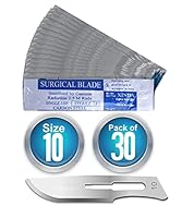 Sterile Edelstahl-Skalpellklingen, Einmalgebrauch, Premium, Sicherheitsklinge Nr. 10, 30 einzeln verpackte Skalpelle Bastelklingen aus Karbonstahl Set mit 30 Stück Skalpellklingen Nr. 10