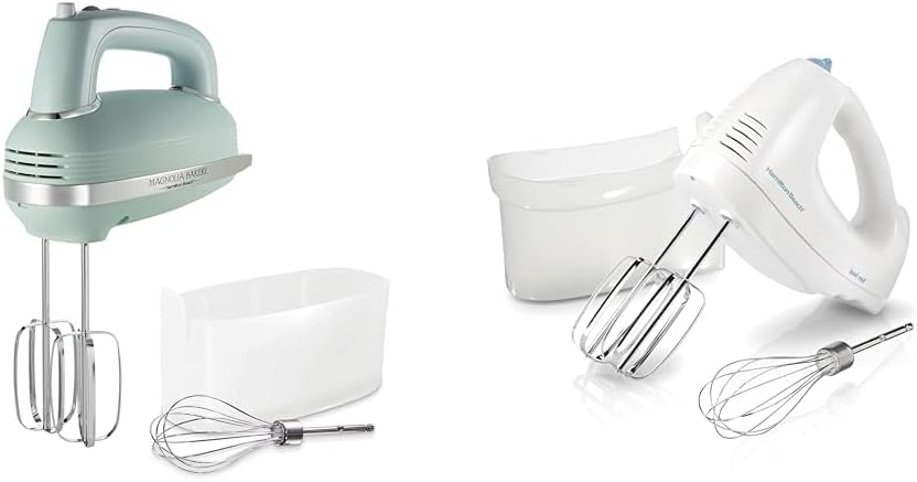 Hamilton Beach Vintage-Style 5-Speed 1.3 Amp Electric Hand Mixer with 6-Speed 250W Hand Mixer, Beaters, Whisk, Storage Case