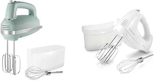 Hamilton Beach Mezclador de mano eléctrico de 5 velocidades y 1.3 amperios de estilo vintage con batidora de mano de 6 velocidades de 250 W,