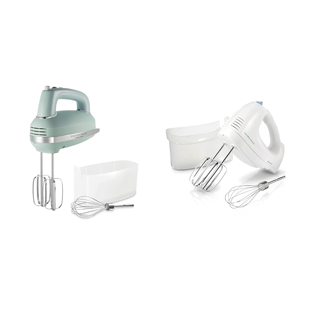 Hamilton Beach Vintage-Style 5-Speed 1 3 Amp Electric Hand Mixer with 6-Speed 250W Hand Mixer Beaters Whisk Storage