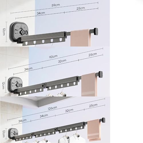 Tendedero retráctil de pared con ventosas barra portátil invisible para ropa en casa 3