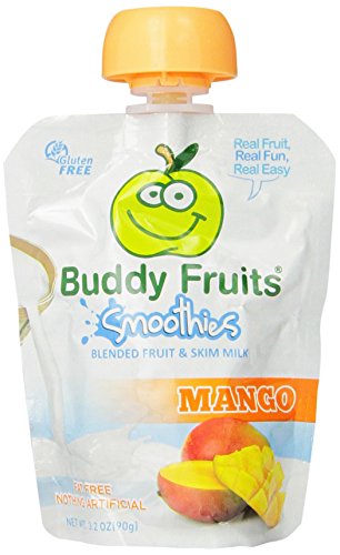 Buddy Fruits Blended Fruit and Skim Milk, Mango, 3.2-Ounce (Pack of 18)