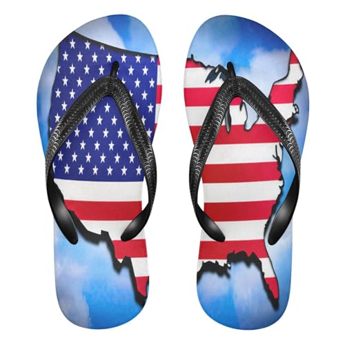 Nander American Flag Style Map Sandal Flip Flops of Men's & Women's,Beach Slippers Flip Flops Shower Shoes