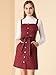 Allegra K Women's Classic Overall Dresses Adjustable Strap Pinafore Denim Jean Dress Small Wine Red