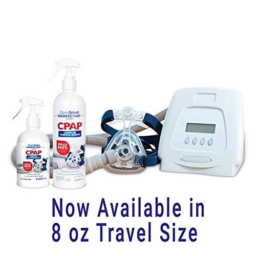 CleanSmart CPAP Disinfectant Spray, 8 Ounce Travel Bottle (Pack of 2), Kills 99.9% of Viruses, Bacteria, Germs, Mold, and Fungus, Leaves No Chemical Residue