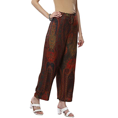 Image of BIBA Women Rayon Straight Printed Palazzo