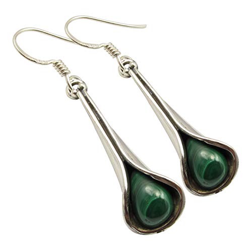 Natural Drop 6 x 9 mm Cab Malachite tcw 3.0 Earrings 1.7