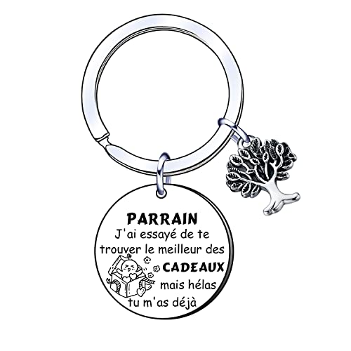 YUANSI Godfather Gift Godfather Keyring Godfather Birthday Gift Godfather Gifts Keepsake Godfather Gift for Christening Day Christmas Gift Godfather, Colour: silver., L