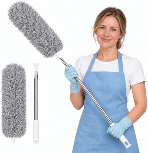 Extendable Feather Duster, 100 Inch Reach Telescopic Duster for Cleaning