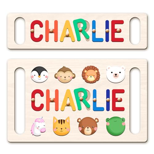 子供用名前パズル、男の子と女の子向けのカスタムベビーギフト、イースター、1-3歳の誕生日やクリスマス、幼児向けの木製パズル、パーソナライズされたベビーギフト、モンテッソーリ早期学習おもちゃ