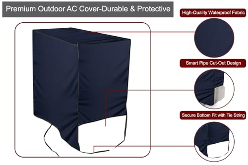 Image of AC Cover Outdoor Unit for 2 ton Blue Color, AC Cover Dimensions - Outdoor Unit DxWxH in CM 36x89x71