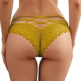 MASKE Sexy Panties for Women naughty for Sex/play Sissy Ruffled Sheer Women's Underwear Boyshorts Cutout High Leg Cheeky Comfort Flex Fit Lightweight for Sleep Thongs for Women Sexy Plus Size Yellow