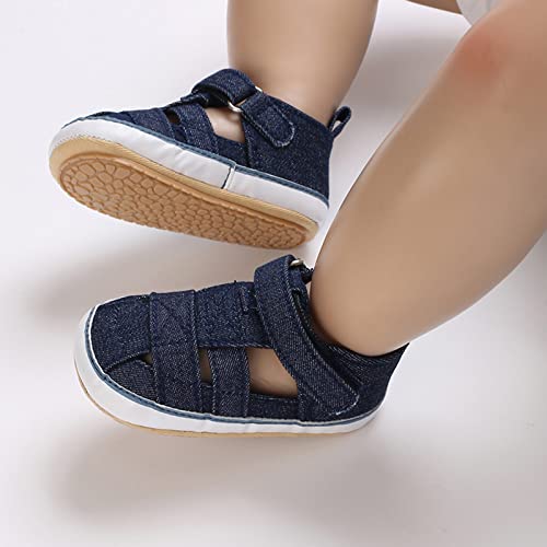 Baby Infant Shoes Boy Girl Sandals First Walkers Prewalkers Athletic Non-Slip Sole Flat Sandals Summer (Blue, 6 Toddler)4