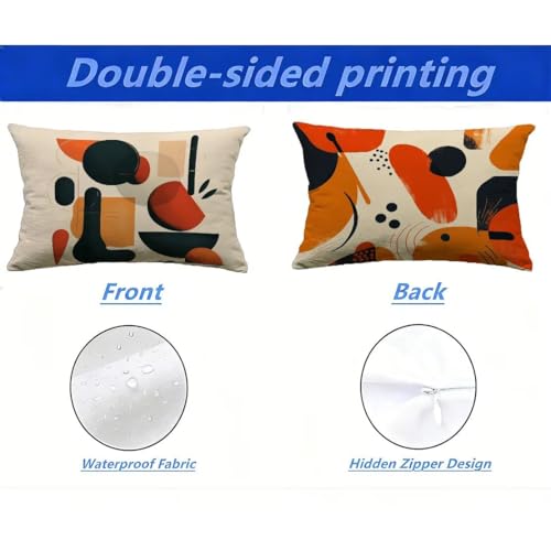 Housse de coussin extérieur 60x90 cm imperméable et décorative orange pour jardin et canapé