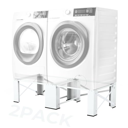 2 Pack Washer Dryer Laundry Pedestals 28" - Laundry Pedestal for Washer and Dryer Stand, Steel Washing Machine Stand Raiser Set, Compatible with Most 4.8-5.3 cu. ft. Capacity Washer White