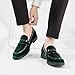 Mens Velvet Loafers, Men's Fashion Mens Dress Shoes Classic Loafers for Wedding Party Penny Dancing,Slip-On Flats Smoking Slippers Prom Shoes(Green)